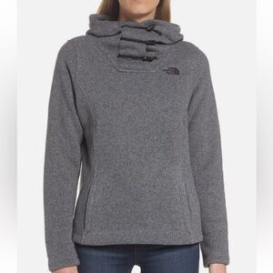 The North Face Crescent Hooded Pullover Fleece Jacket Toggle Sweater Size S-Gray